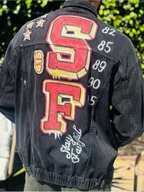 BR02. 1-of-1 Hand Painted 49ers Denim Jacket | Custom NFL Streetwear